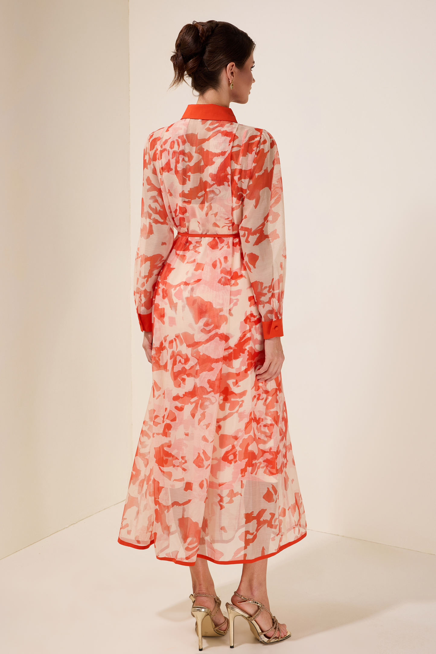 3D Flower Single Breasted Midi Dress