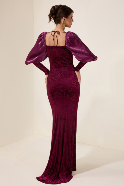 Velvet Burn-Out Sweetheart Neck Maxi Dress