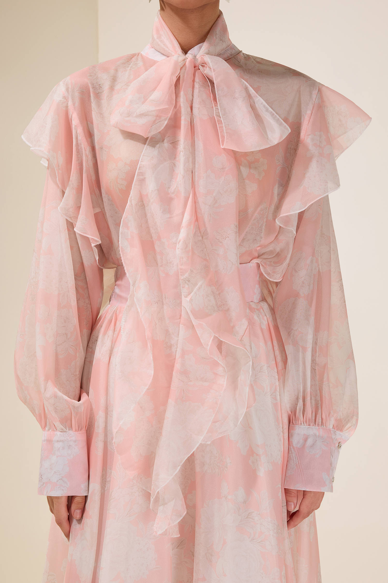 Floral Ruffle Tie-Up Top & High Waist Midi Skirt Set