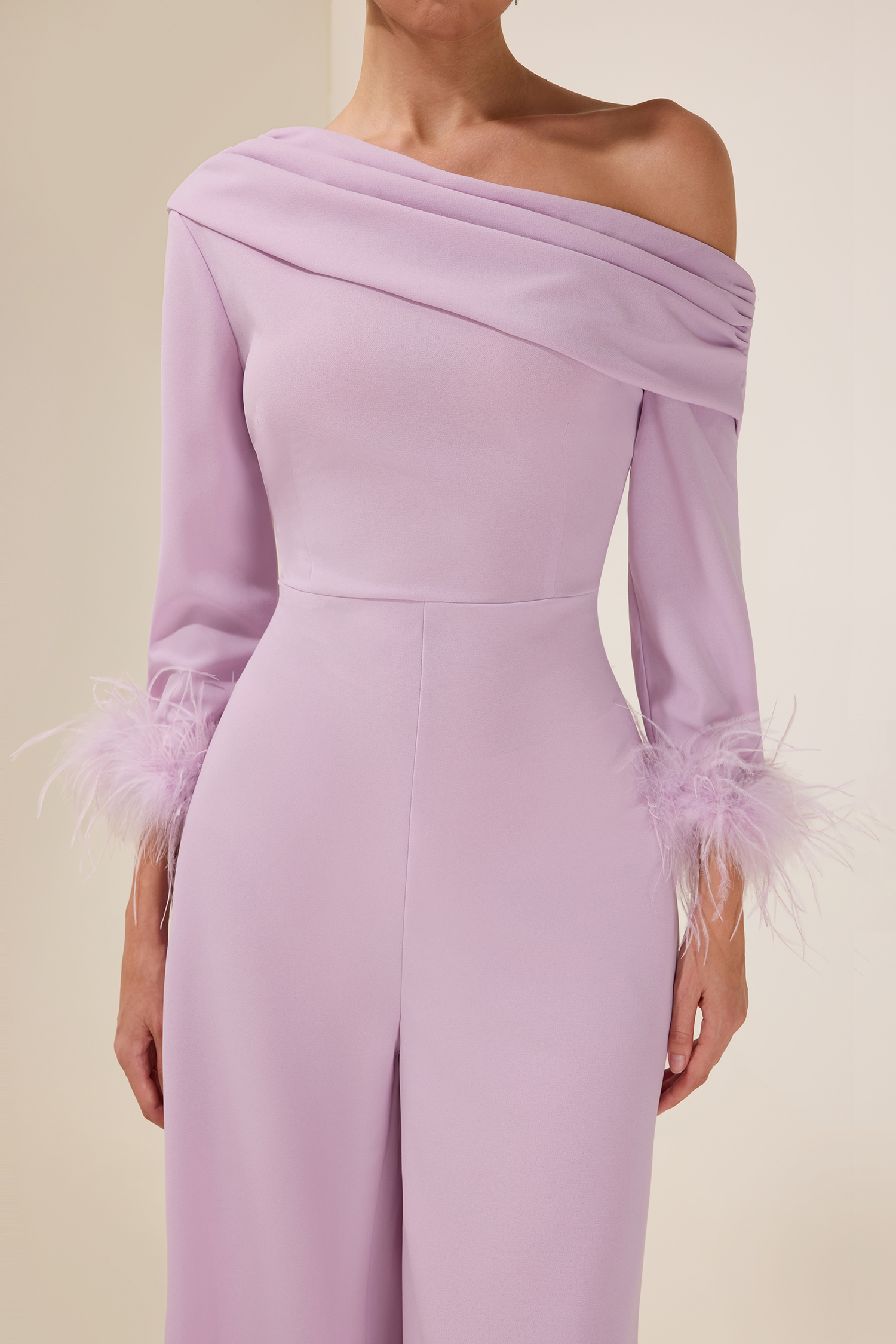 Solid Feather Swing Neck Midi Dress
