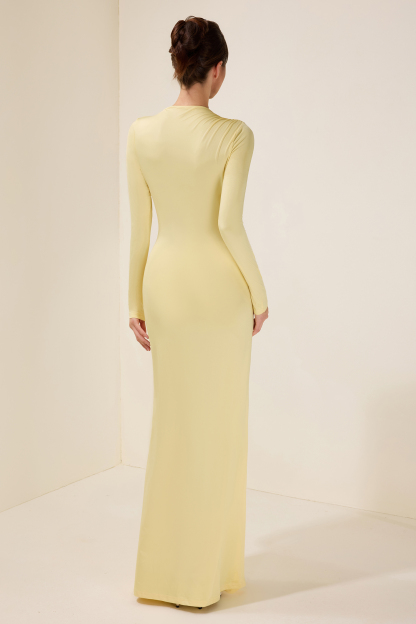 Jersey Knotted Metal Button Maxi Dress