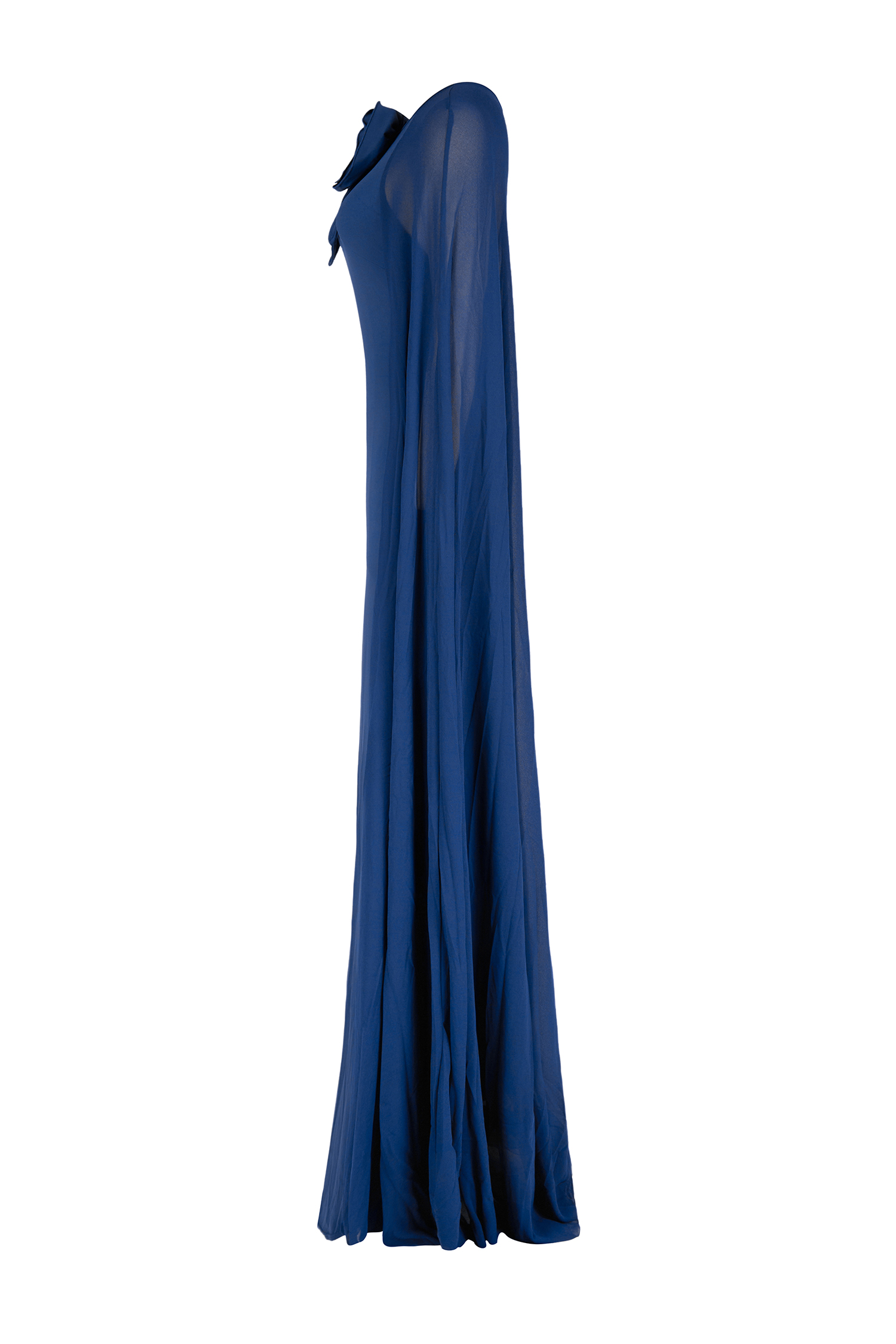 3D Flower Chiffon Cape Maxi Dress