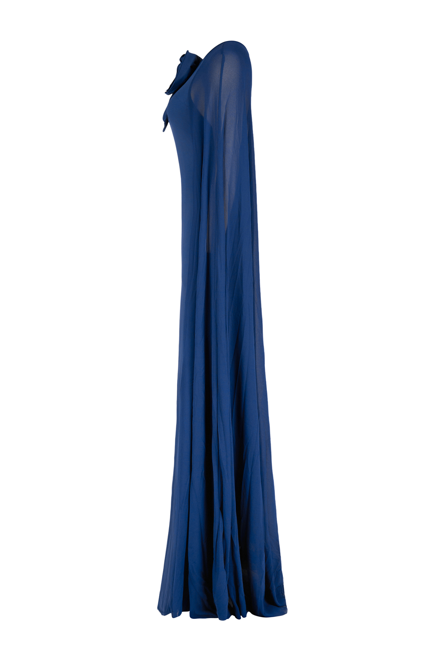 3D Flower Chiffon Cape Maxi Dress