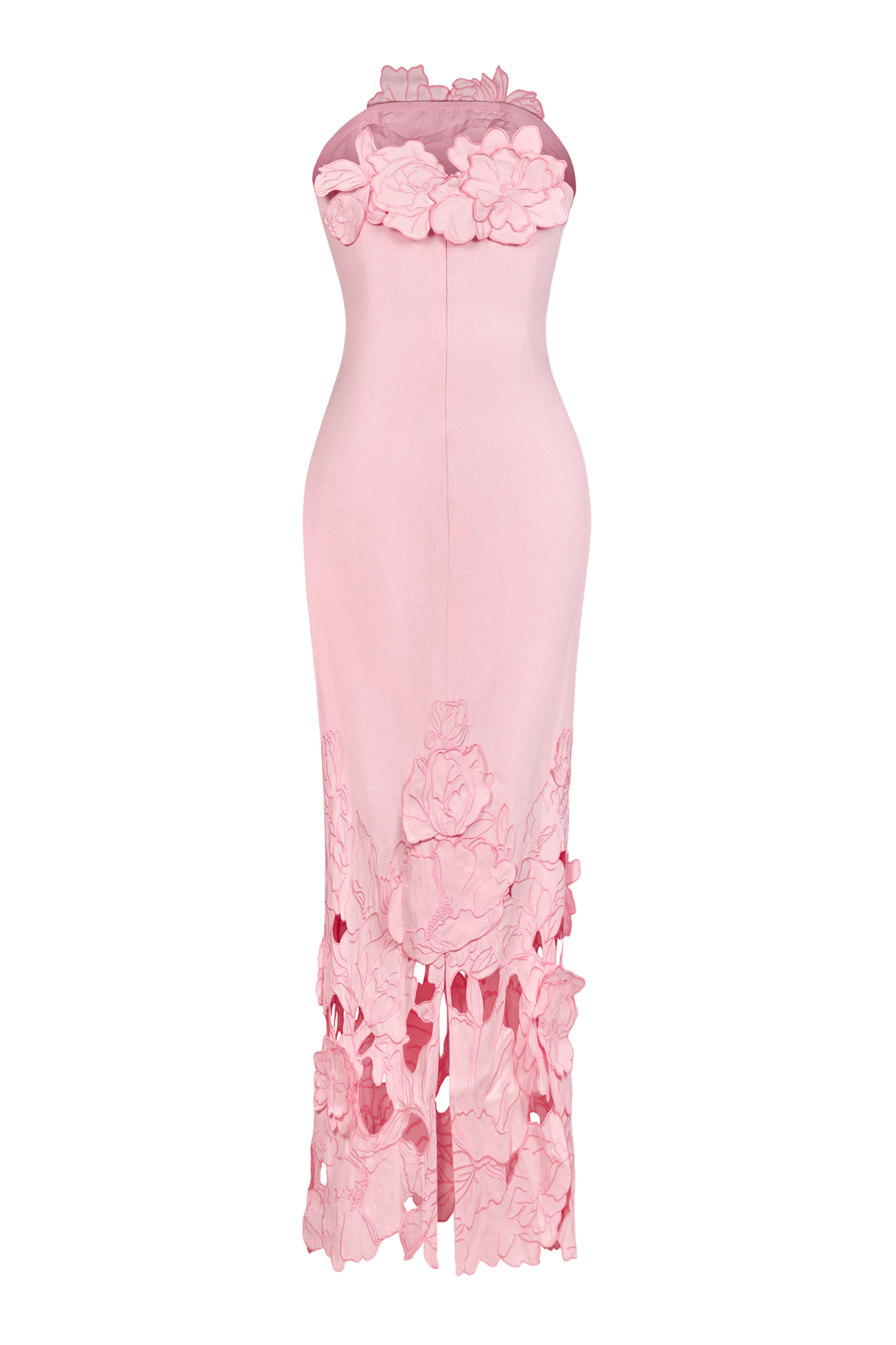 Off-Shoulder Floral Appliquéd Midi Dress