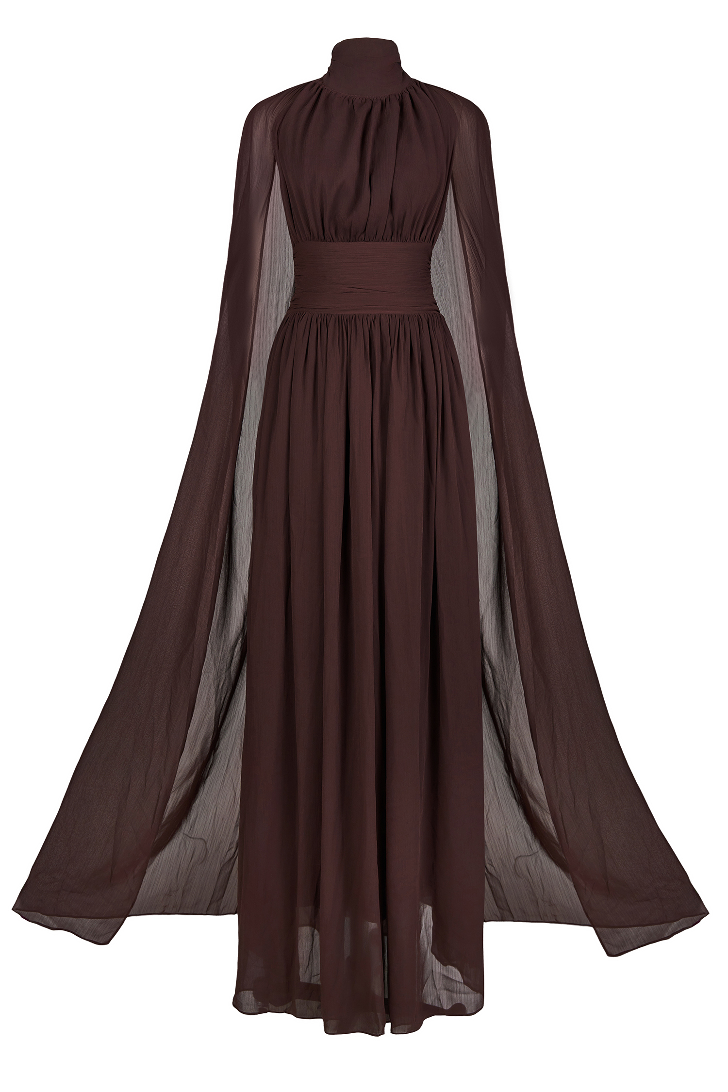 Chiffon High Neck Cape Sleeve Maxi Dress