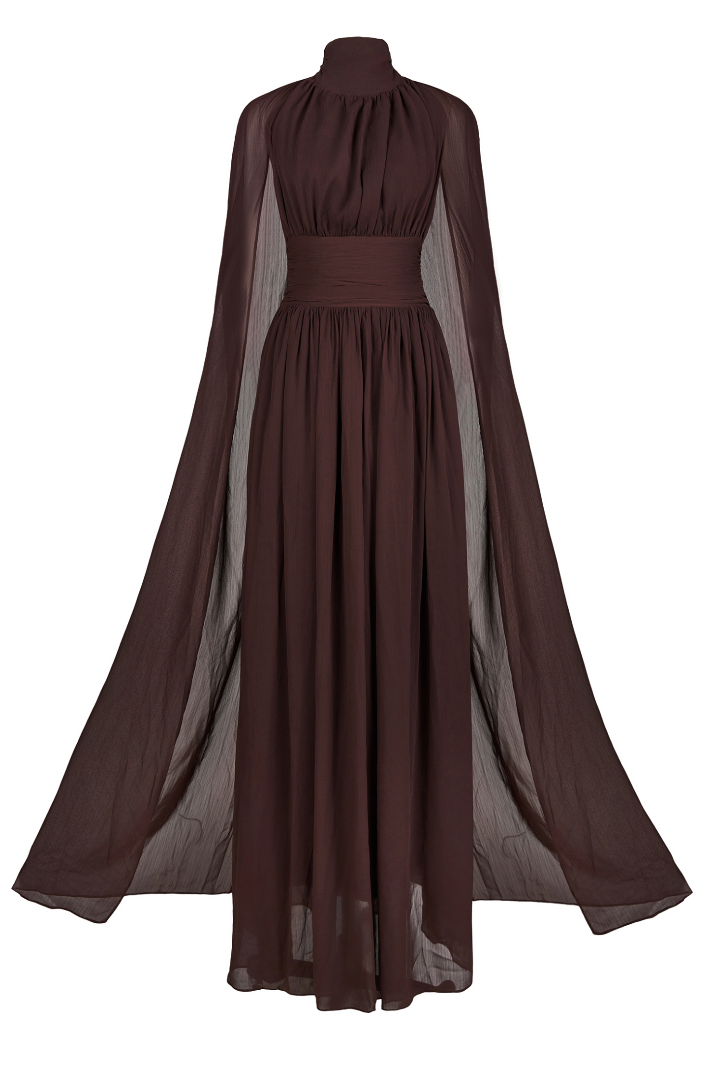 Chiffon High Neck Cape Sleeve Maxi Dress