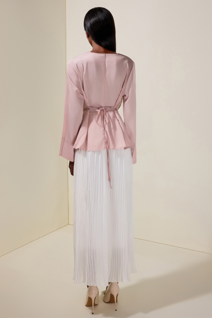 Satin Chiffon Pleated Maxi Dress