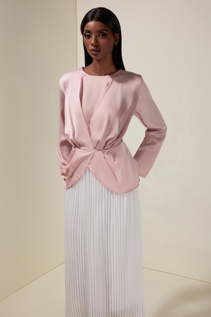 Satin Chiffon Pleated Maxi Dress