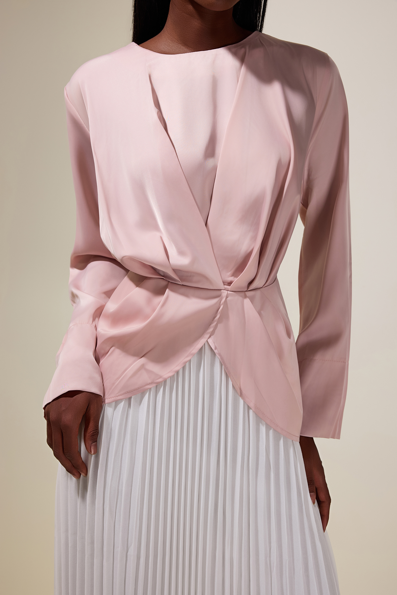 Satin Chiffon Pleated Maxi Dress