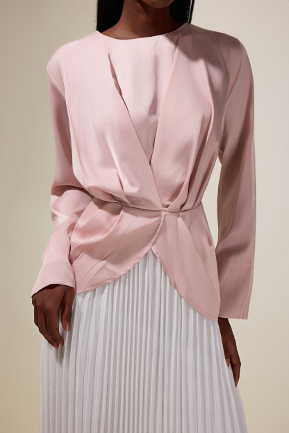 Satin Chiffon Pleated Maxi Dress