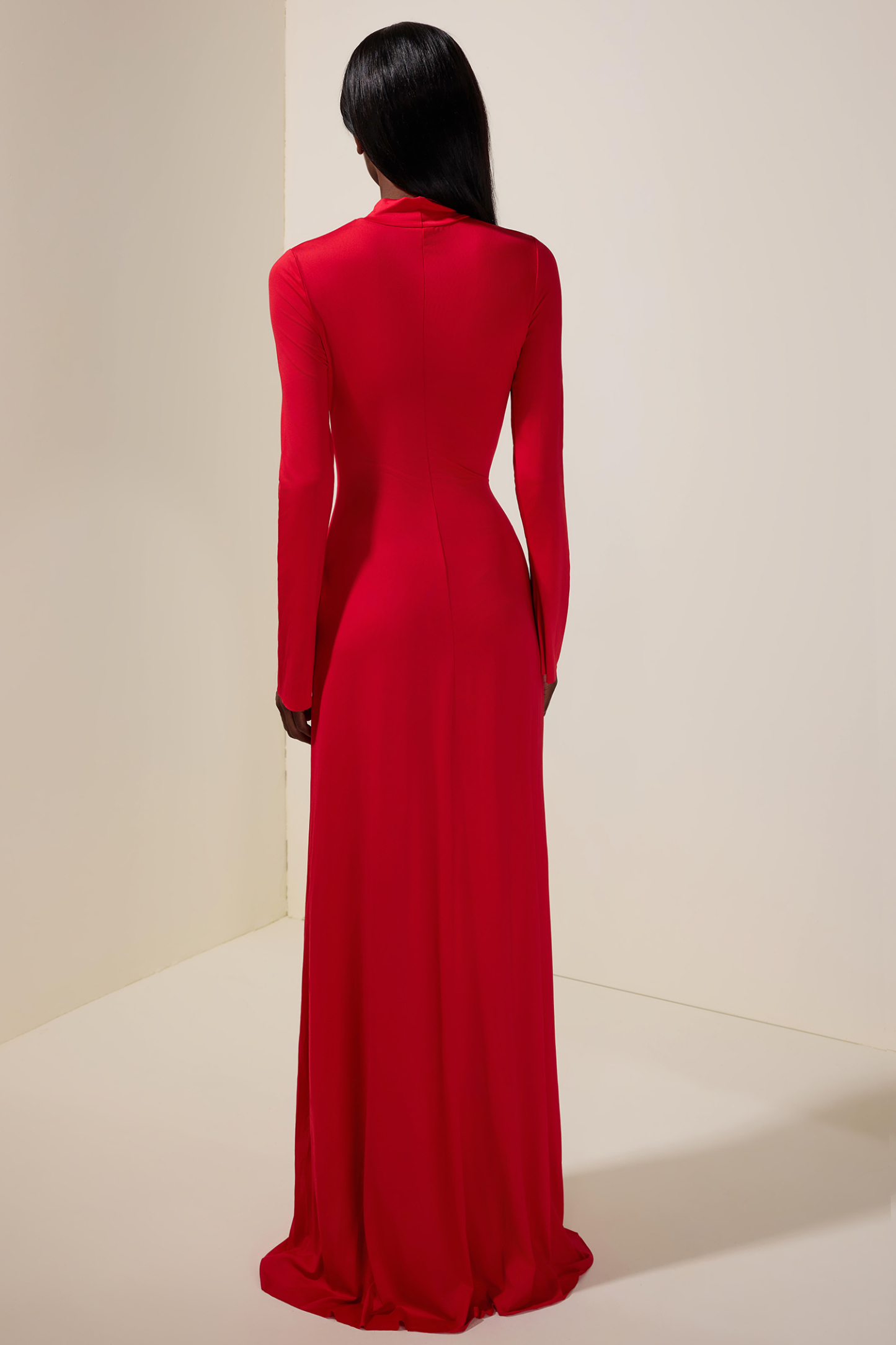 Solid Metal Button Long Sleeve Maxi Dress