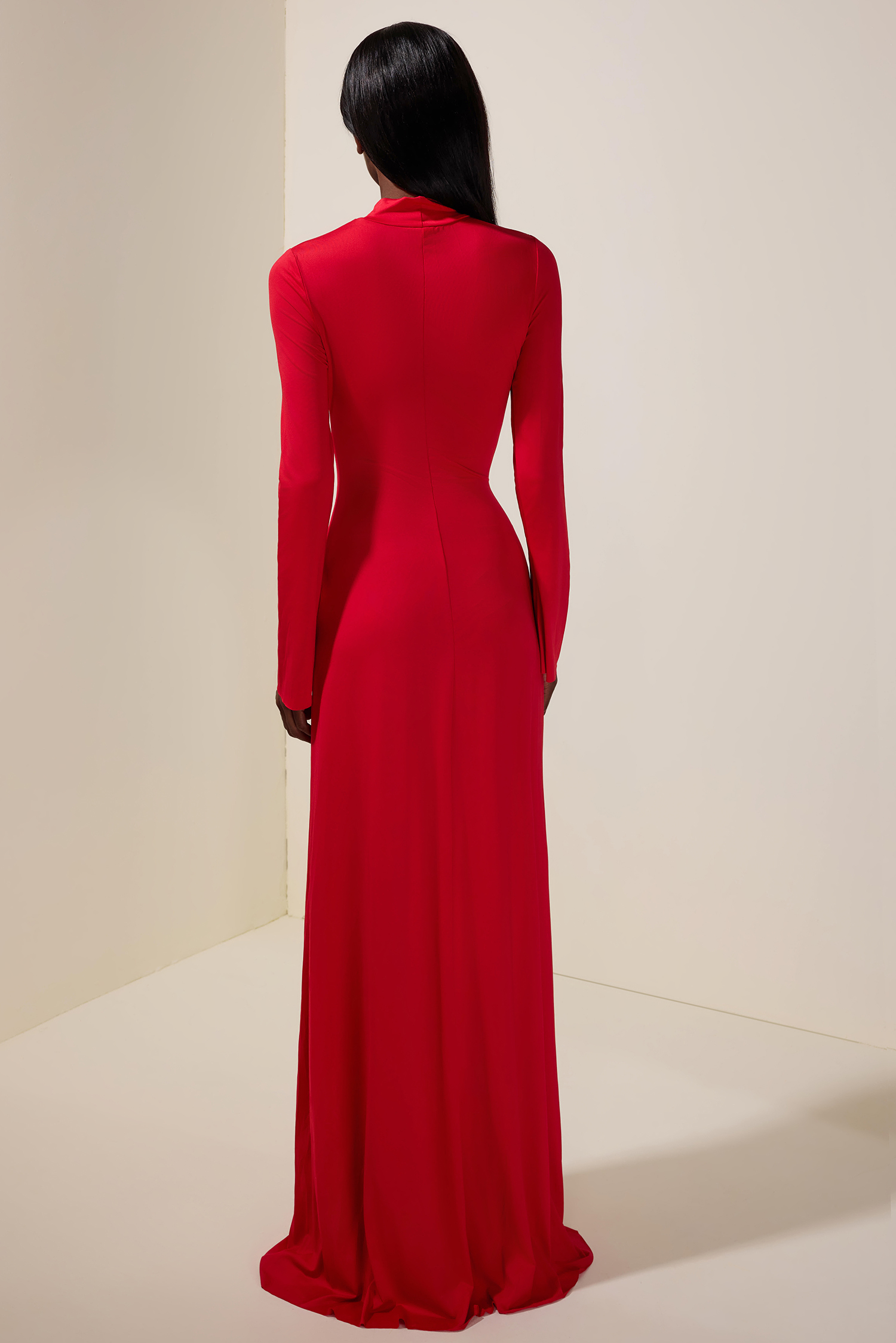 Solid Metal Button Long Sleeve Maxi Dress