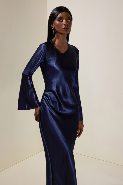 Satin Splicing Lace Blazer & Maxi Dress