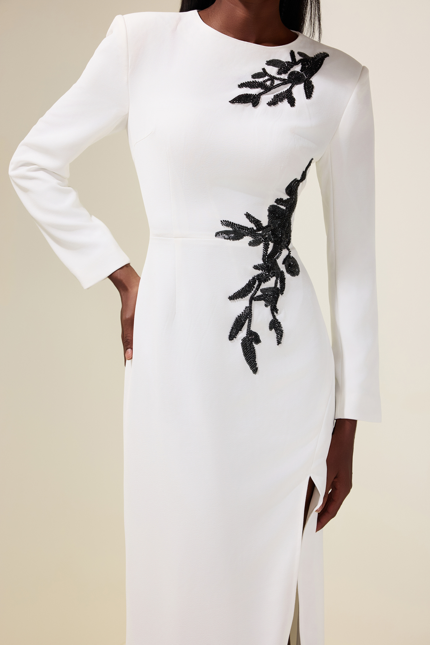 Sequin Floral Slit Maxi Dress