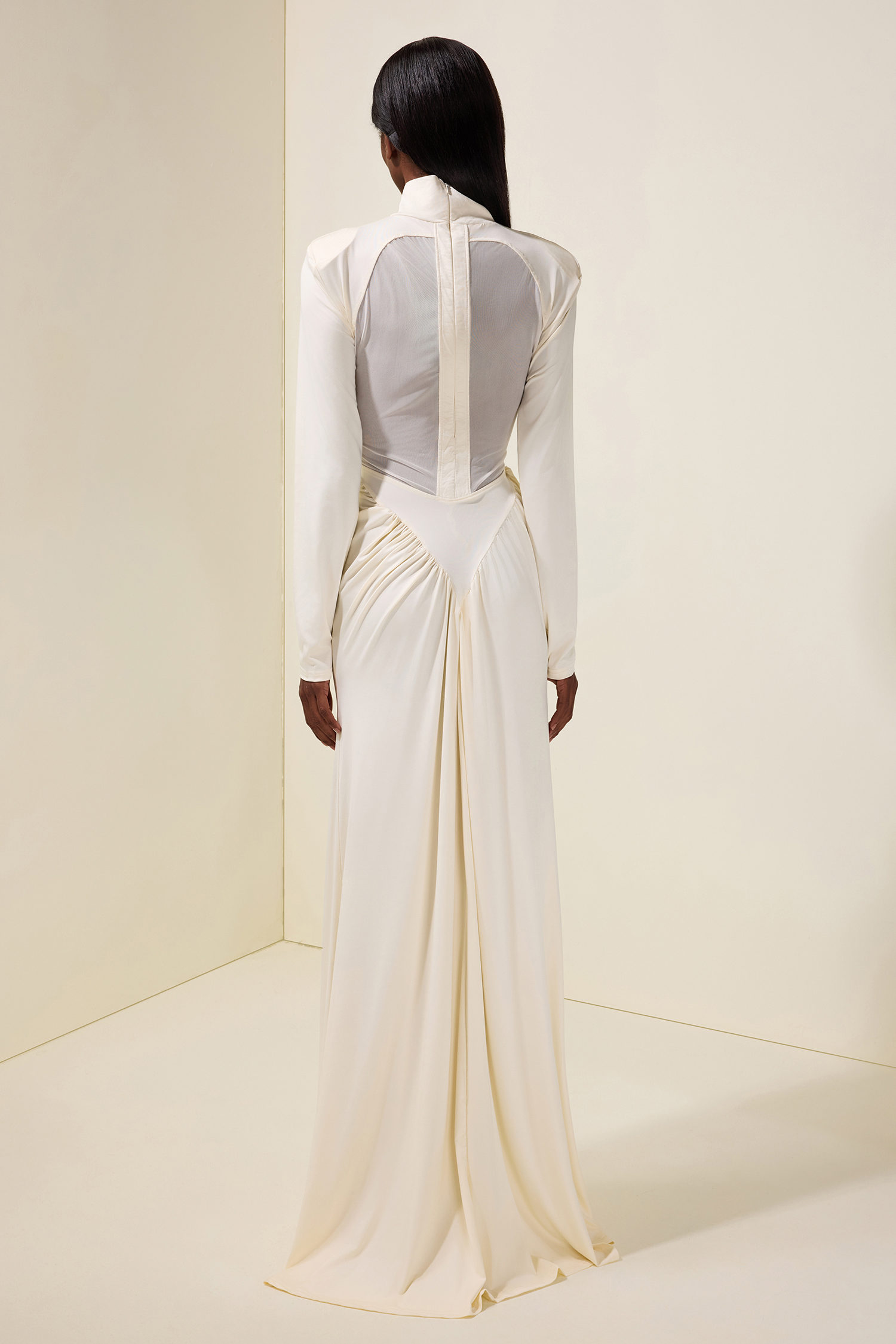 Solid Gathering Cut-Out Maxi Dress