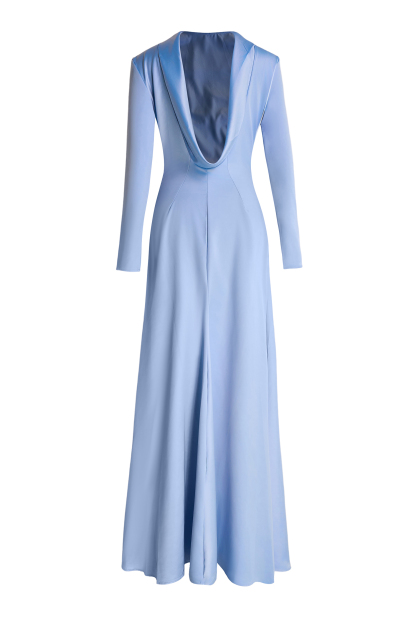 Satin Swing Collar Solid Maxi Dress