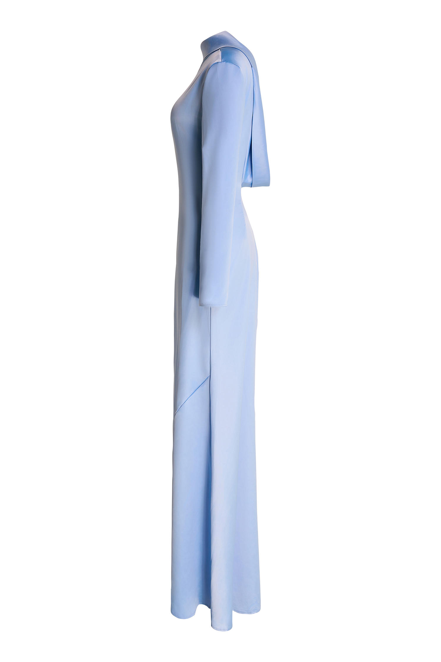 Satin Swing Collar Solid Maxi Dress