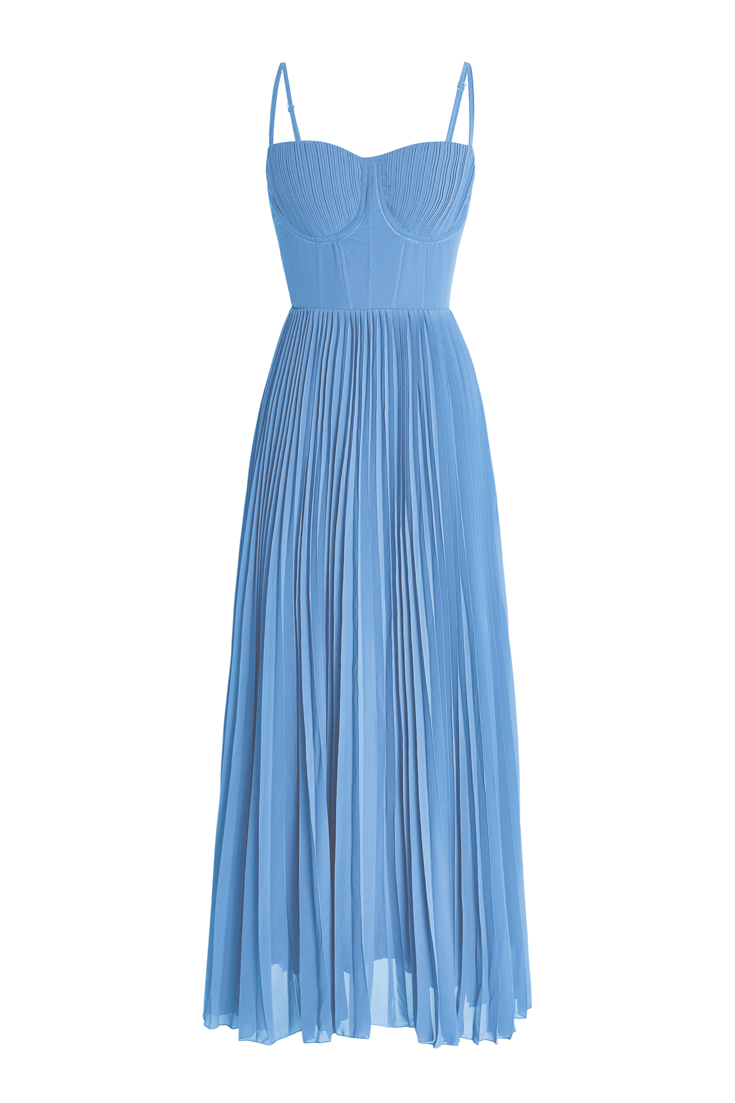 Solid Pleated Slip Midi Dress