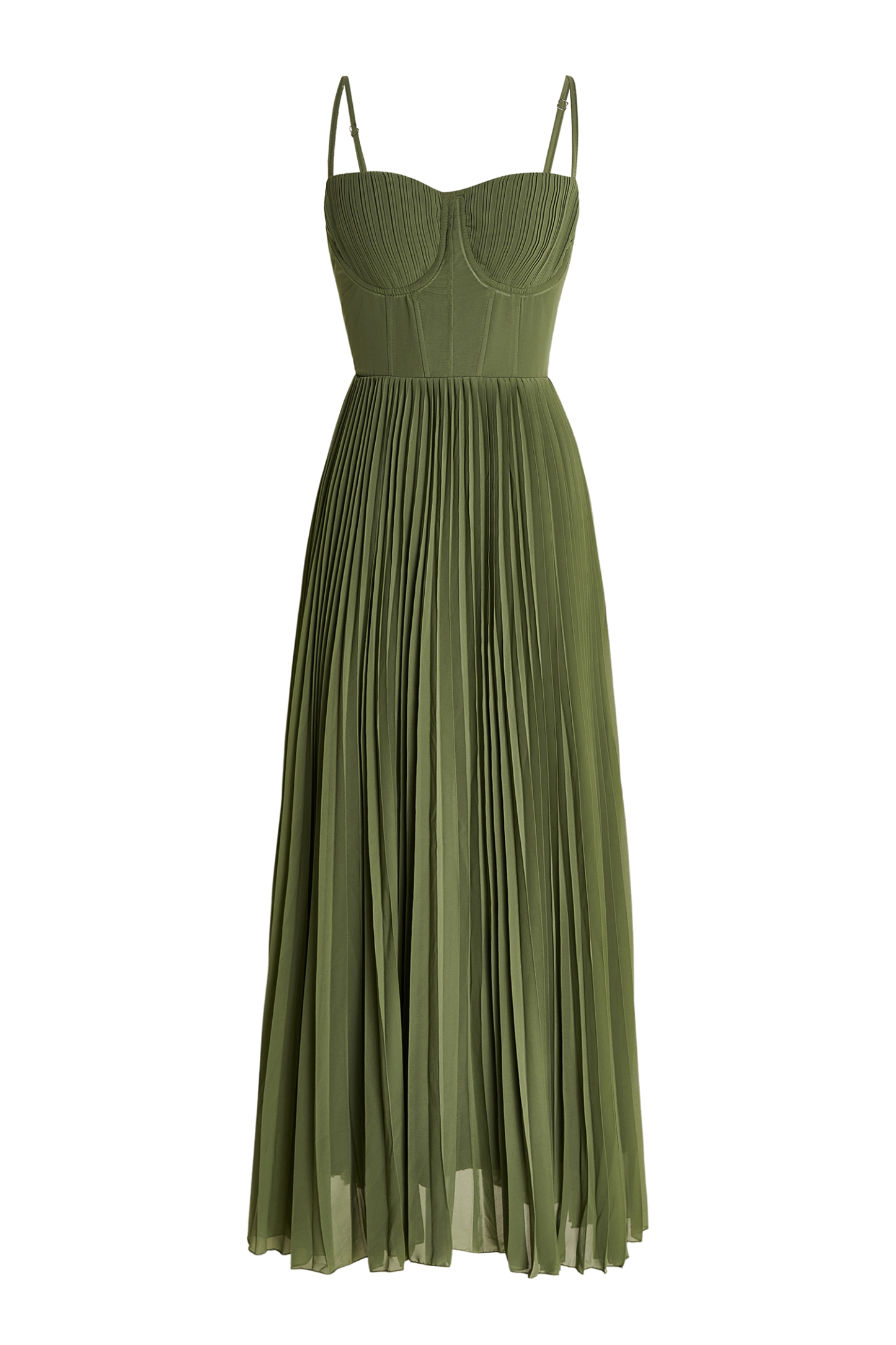 Solid Pleated Slip Midi Dress