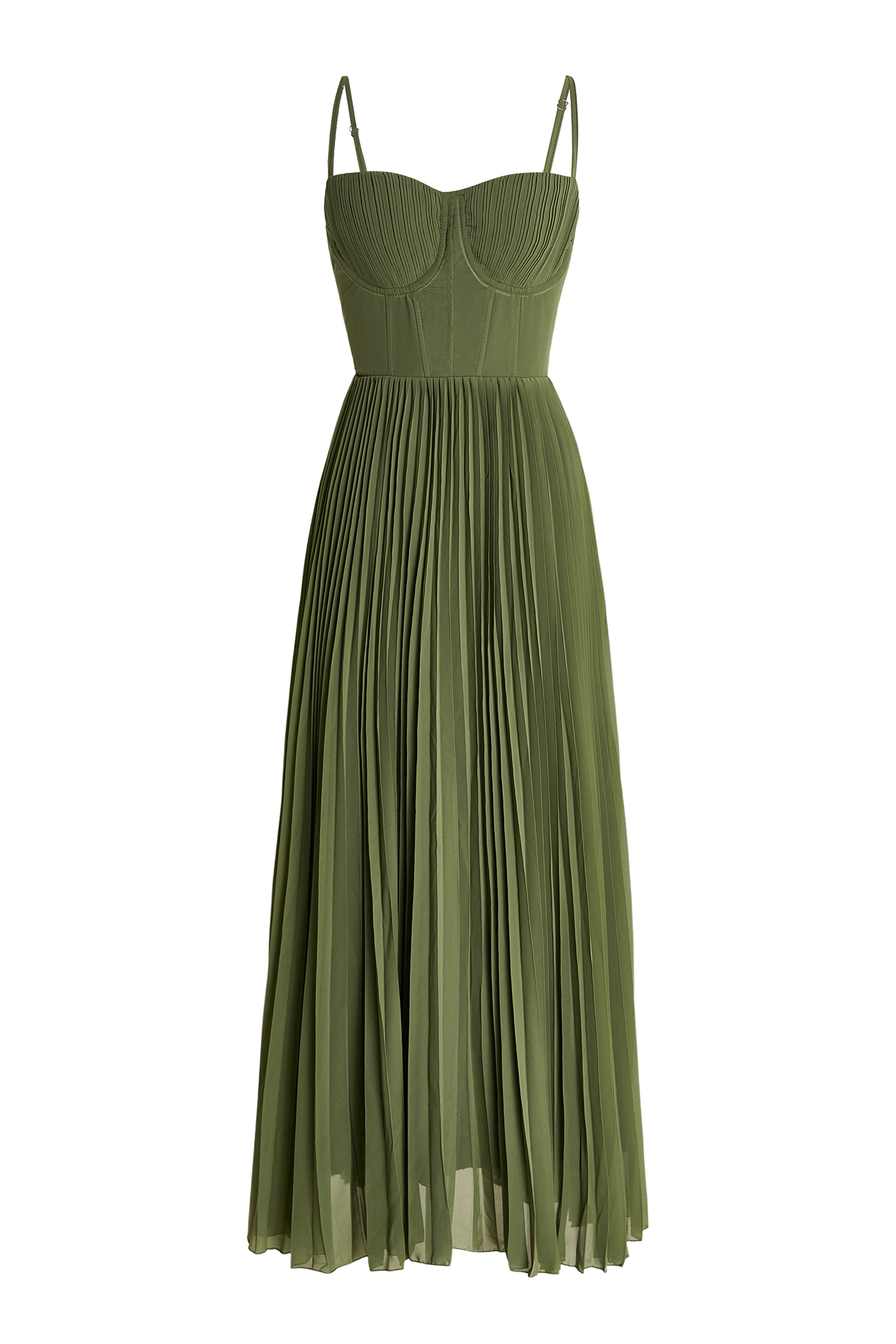 Solid Pleated Slip Midi Dress