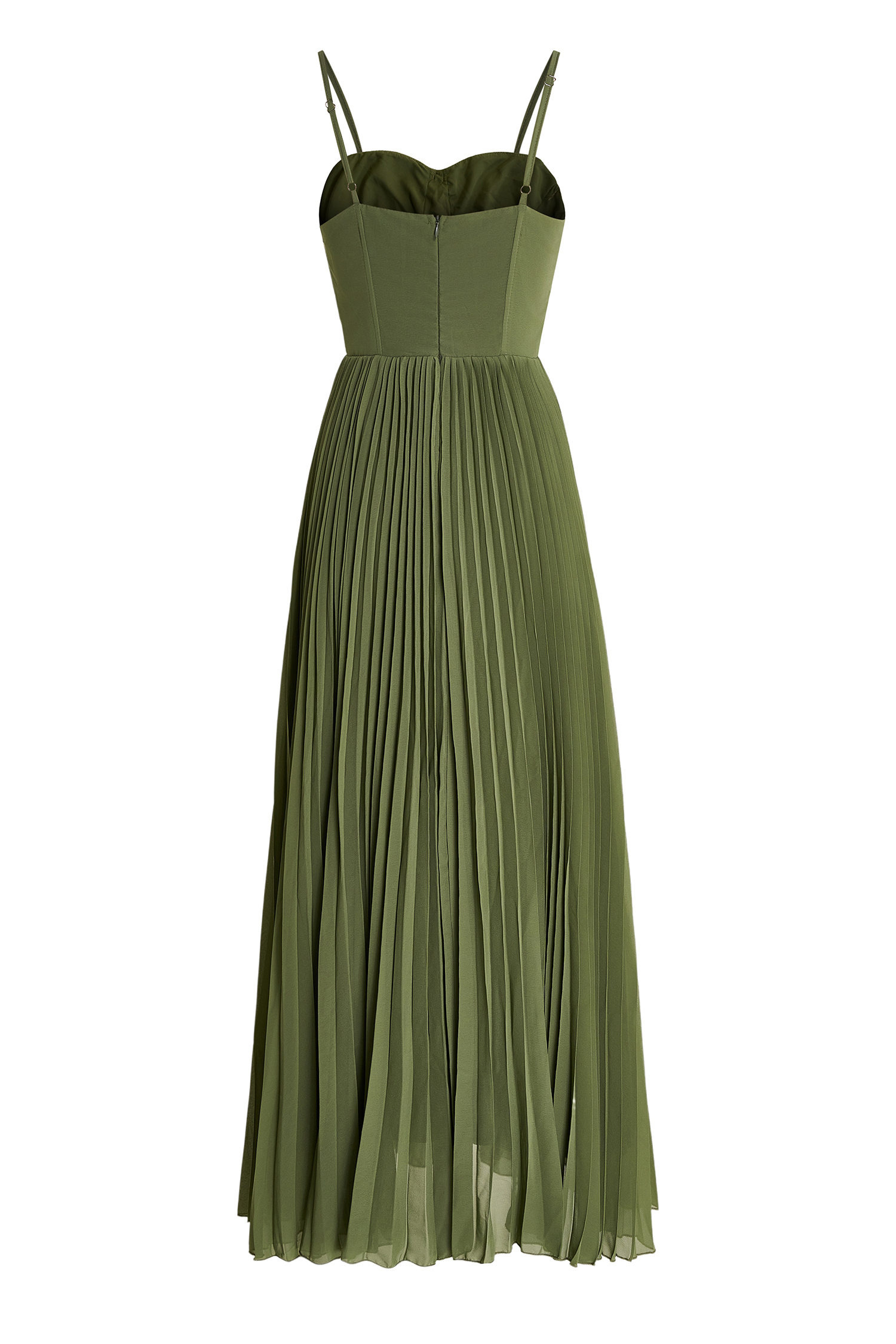 Solid Pleated Slip Midi Dress