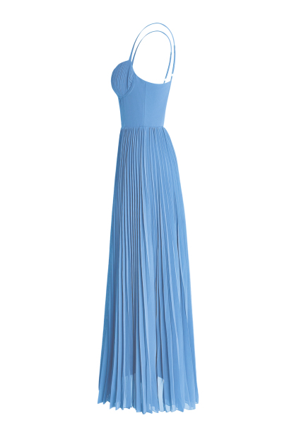 Solid Pleated Slip Midi Dress