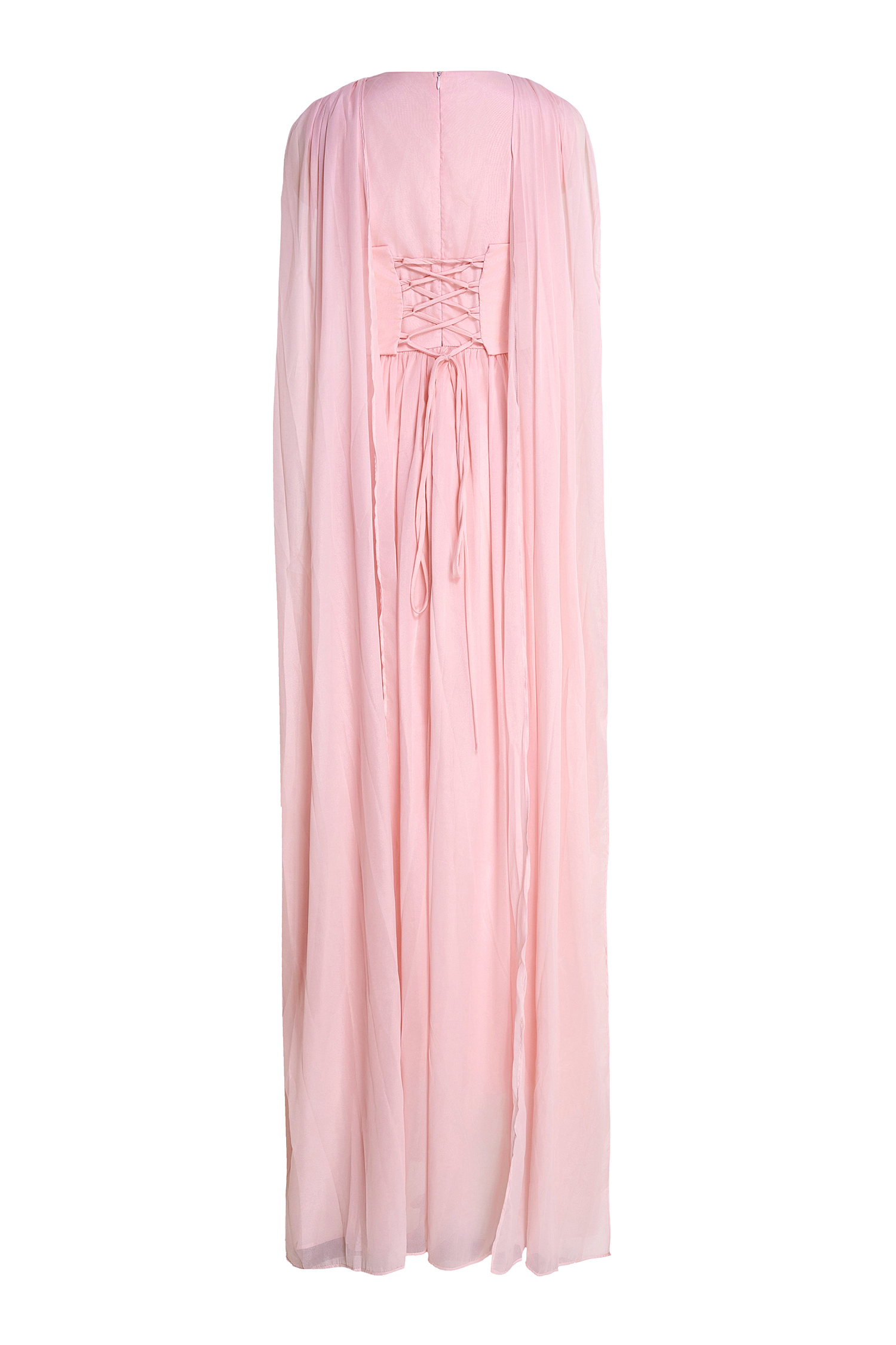 Solid Crumpled Cape Sleeve Maxi Dress