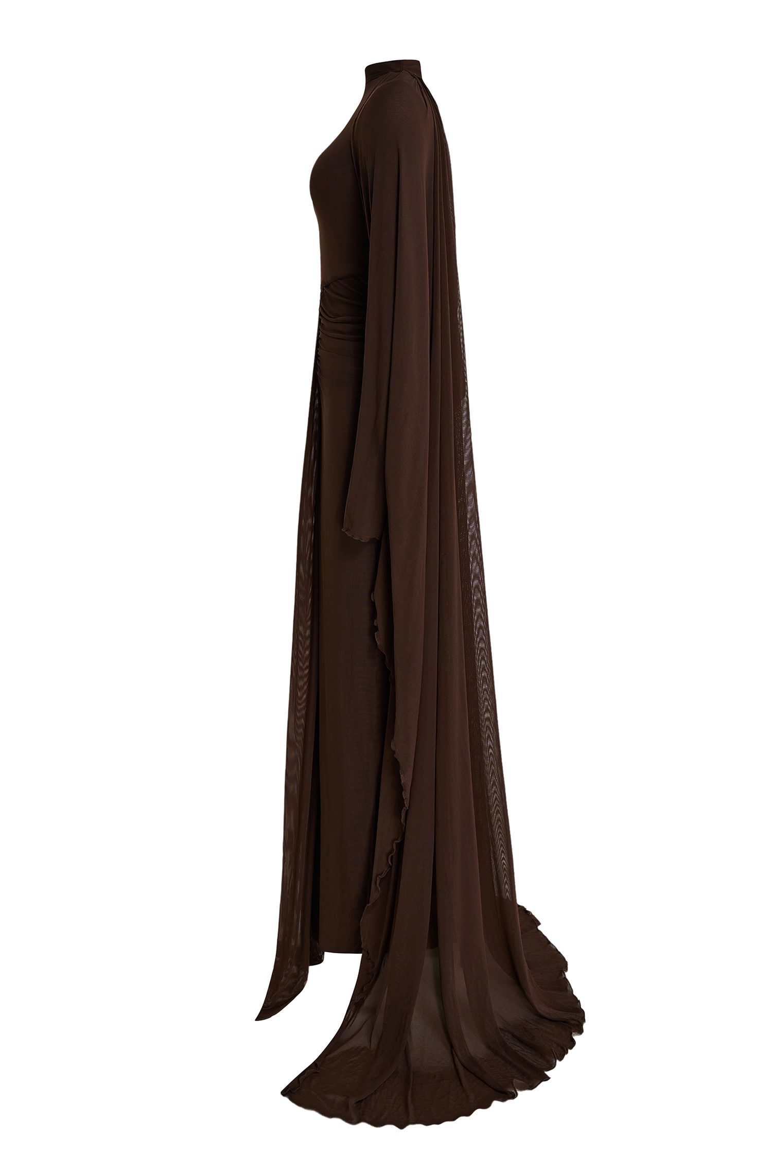 Jersey Solid Maxi Dress With Cape
