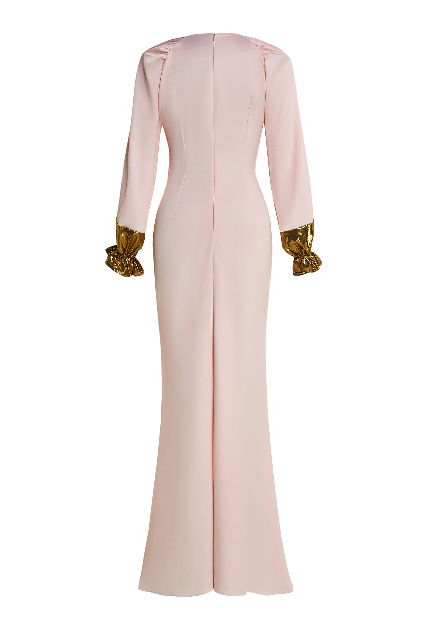 Satin Splicing Metallic Raglan Sleeve Maxi Dress