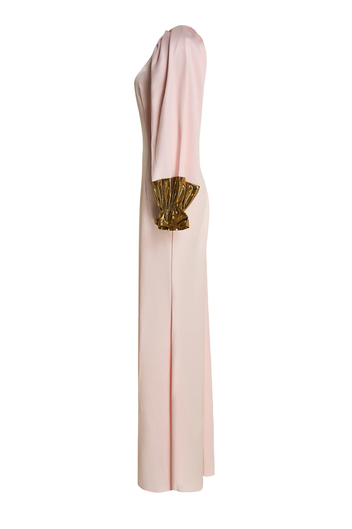 Satin Splicing Metallic Raglan Sleeve Maxi Dress