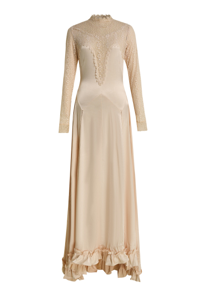 Lace Satin Splicing Maxi Dress