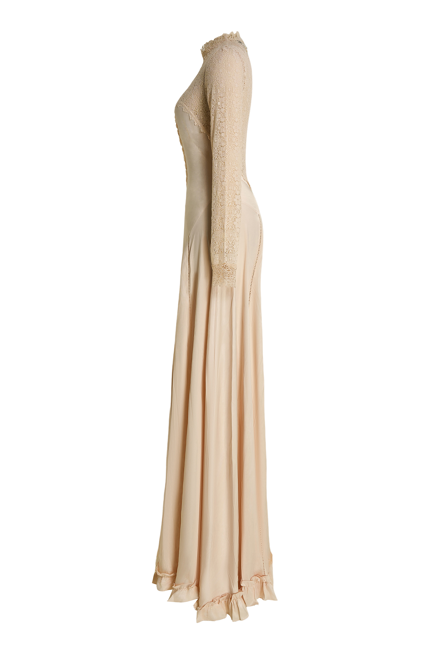 Lace Satin Splicing Maxi Dress