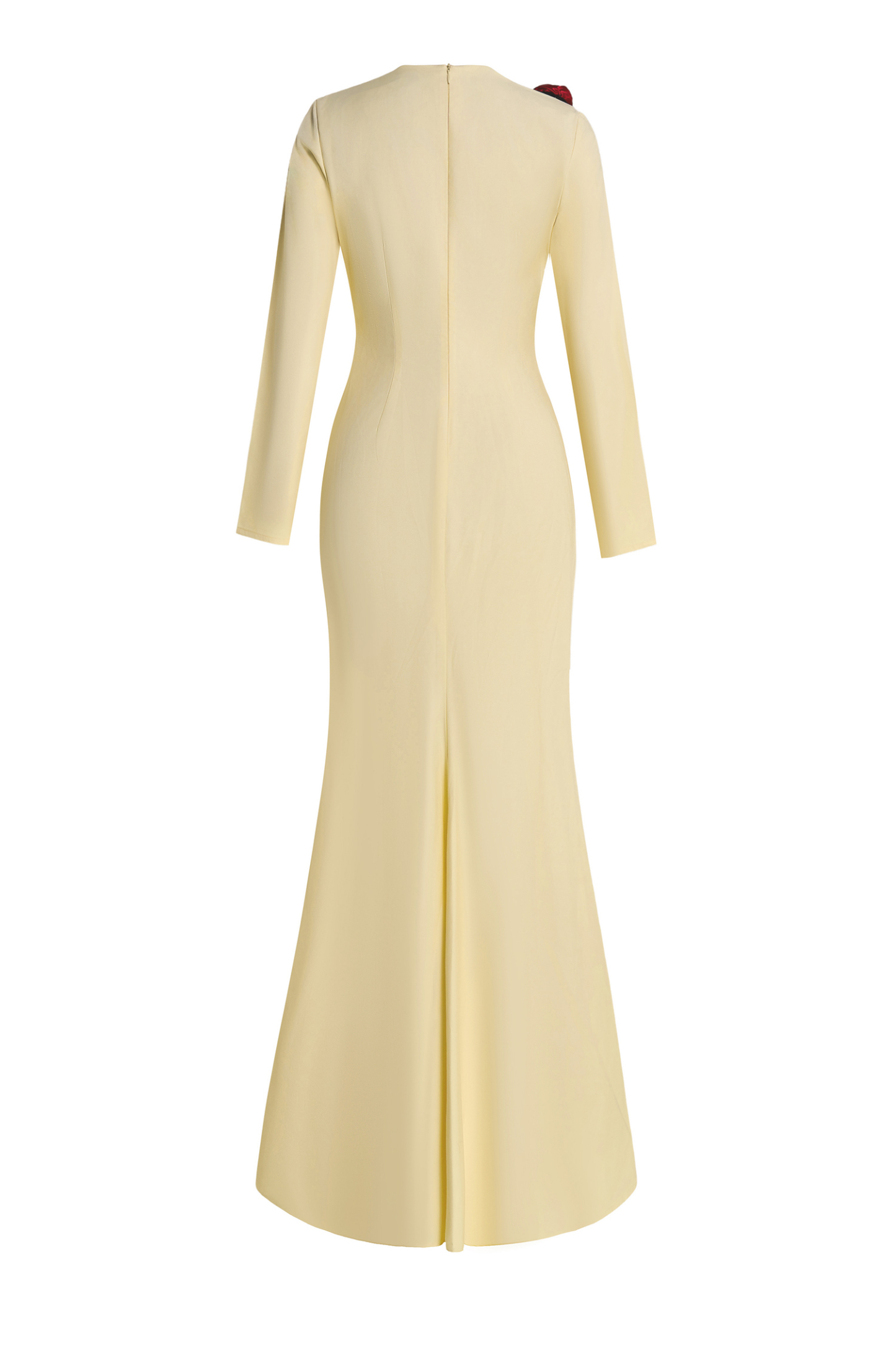 3D Flower Gathering Long Sleeve Maxi Dress