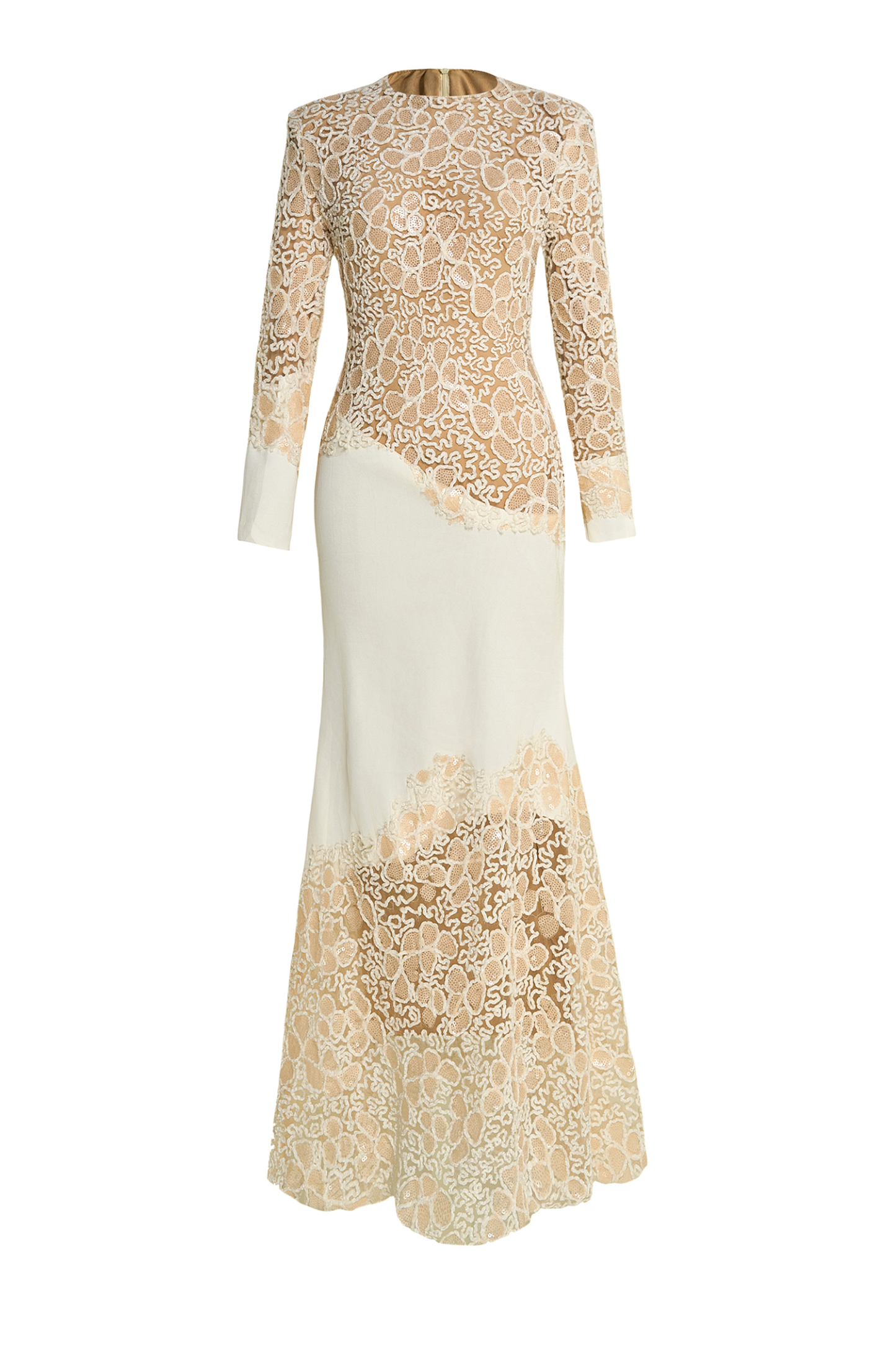 Sequin Splicing Embroidery Long Sleeve Maxi Dress