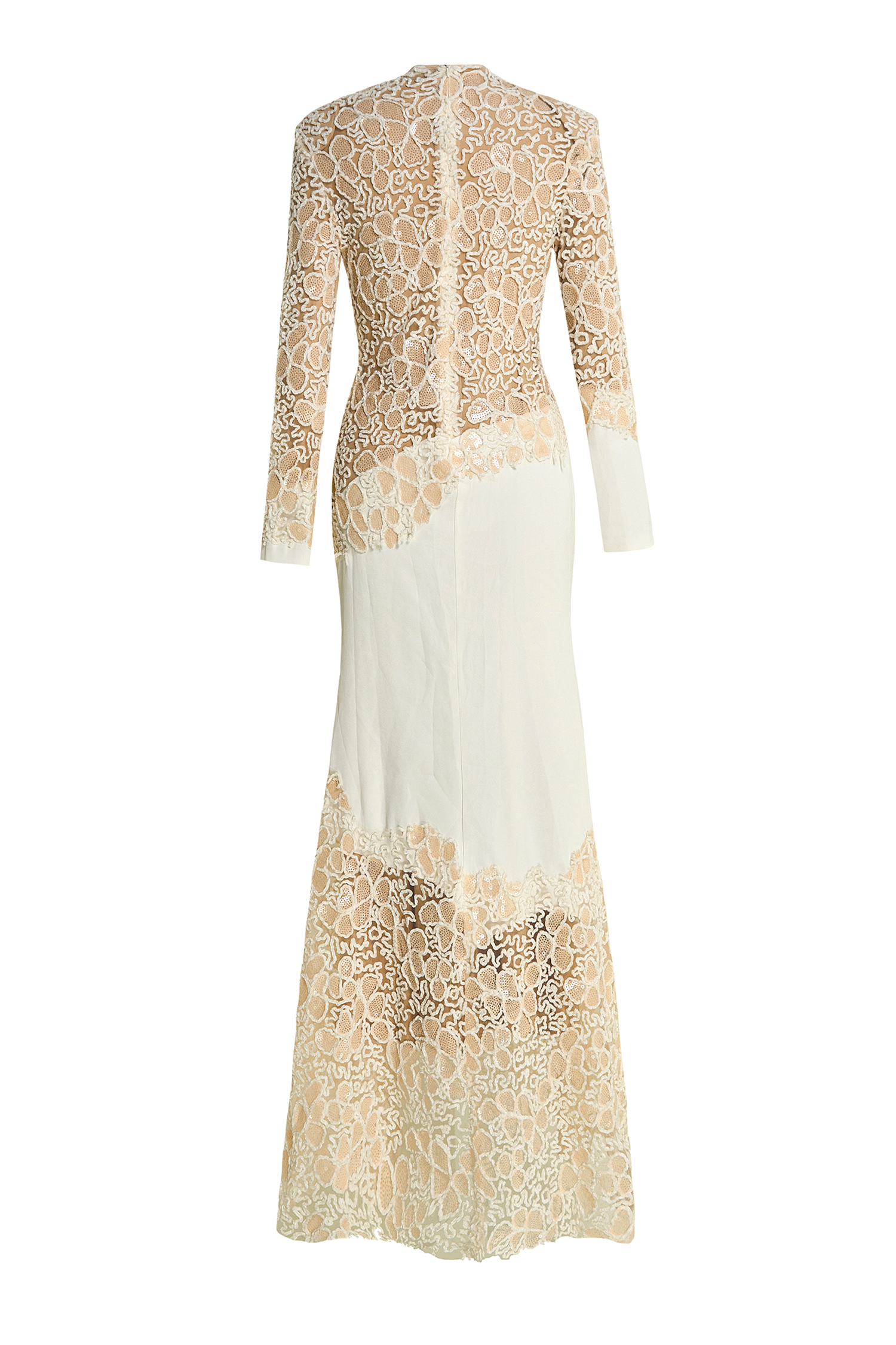 Sequin Splicing Embroidery Long Sleeve Maxi Dress