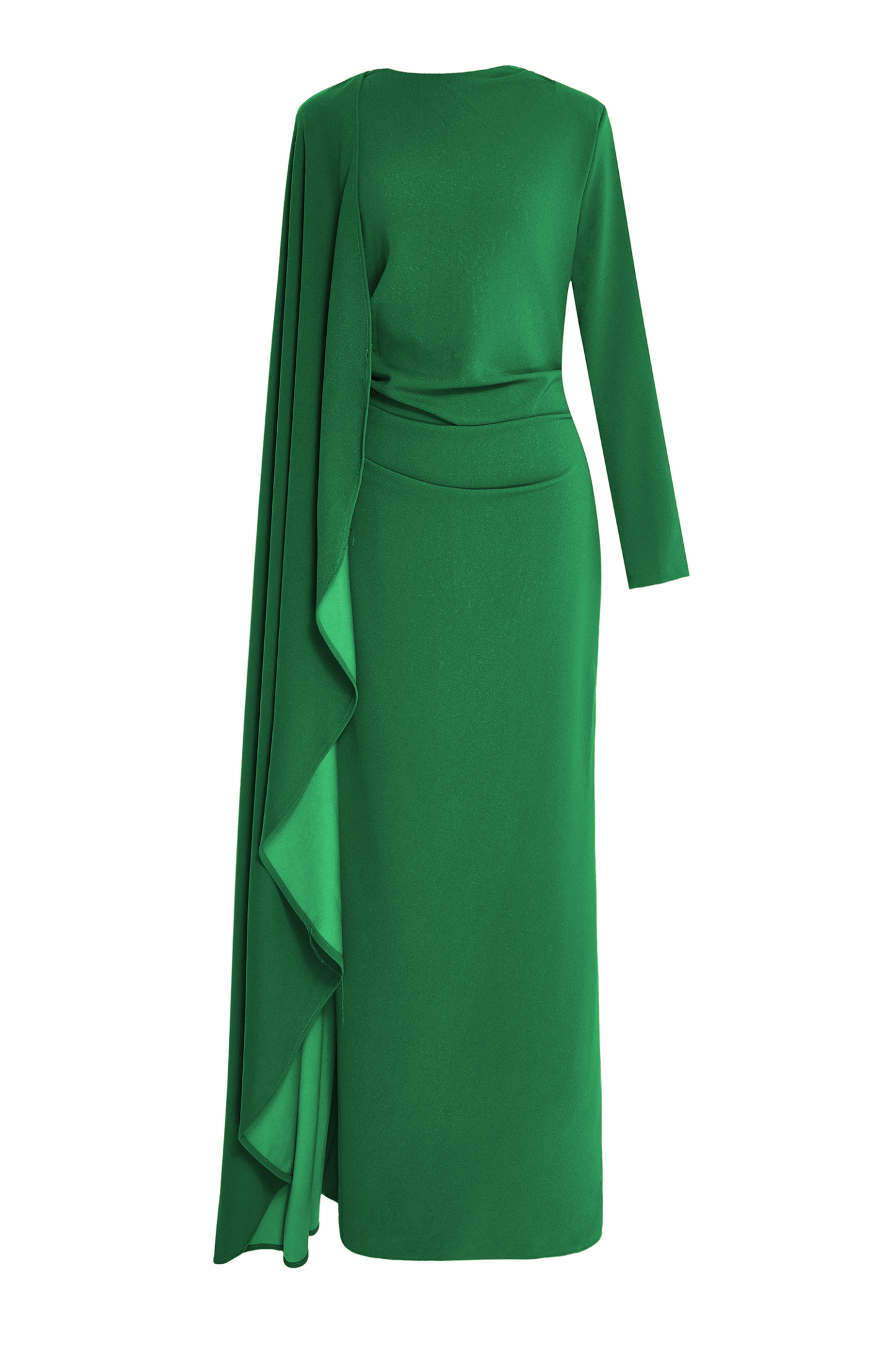 Pleated Round Neck Cape Maxi Dress