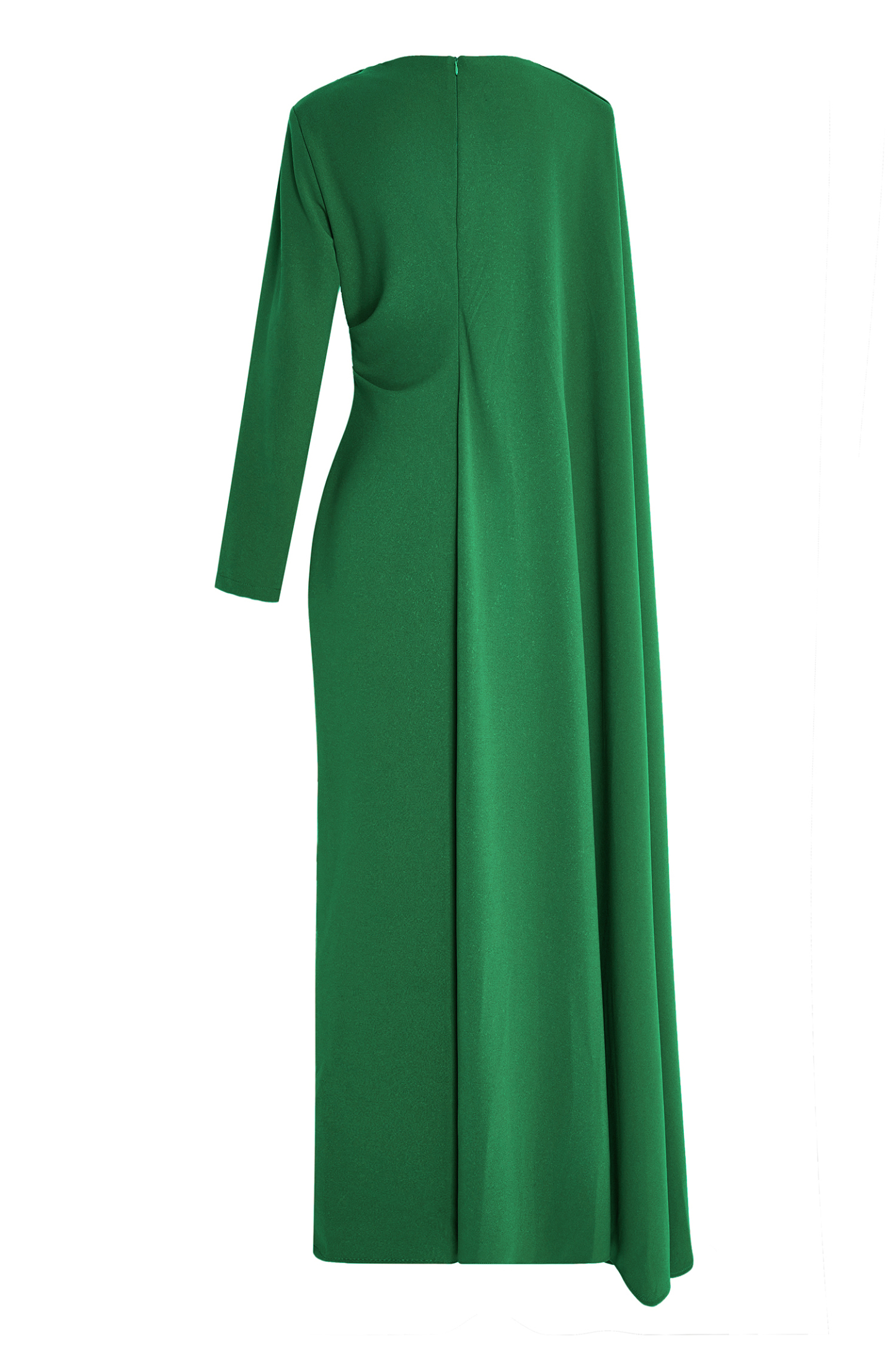 Pleated Round Neck Cape Maxi Dress