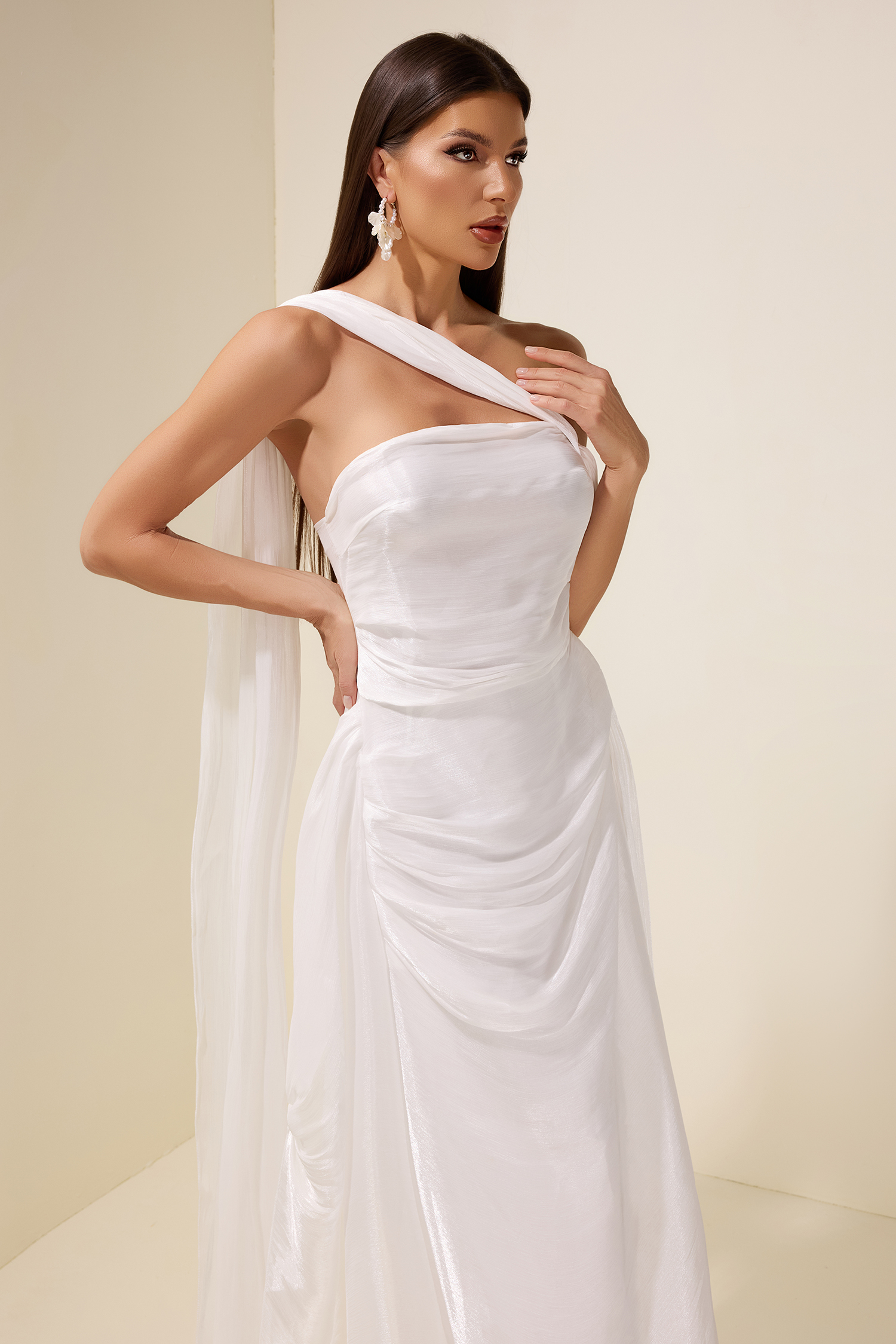 Satin Sleeveless Gathering Maxi Dress