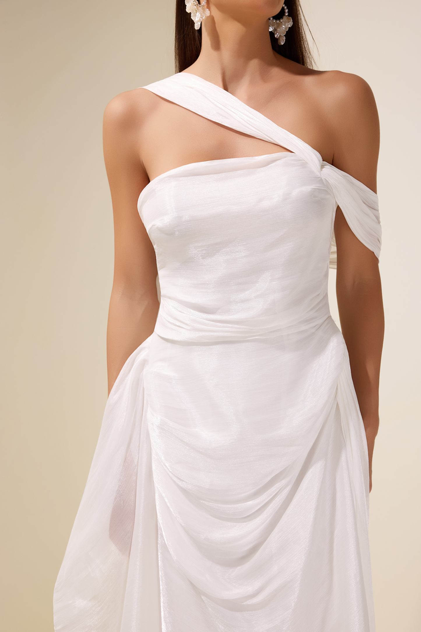 Satin Sleeveless Gathering Maxi Dress