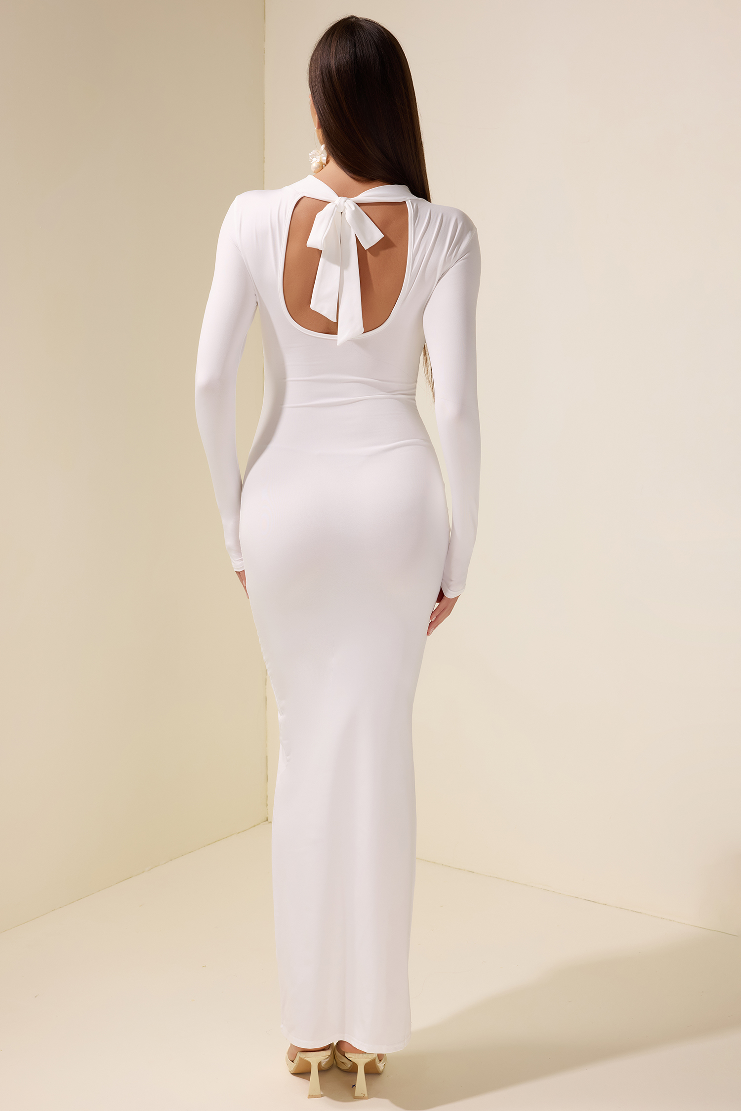 Solid 3D Flower Cut-Out Maxi Dress