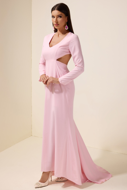 Solid V-Neck Backless Maxi Dress
