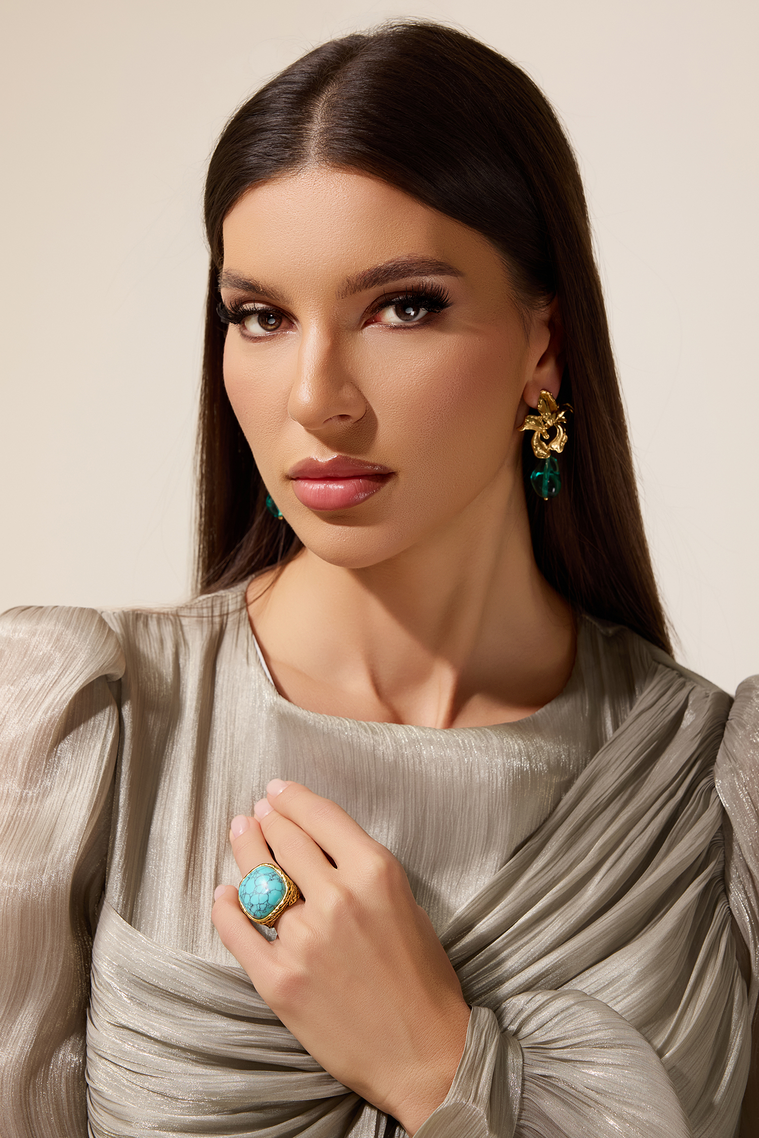 Turquoise Crackle Pattern Ring