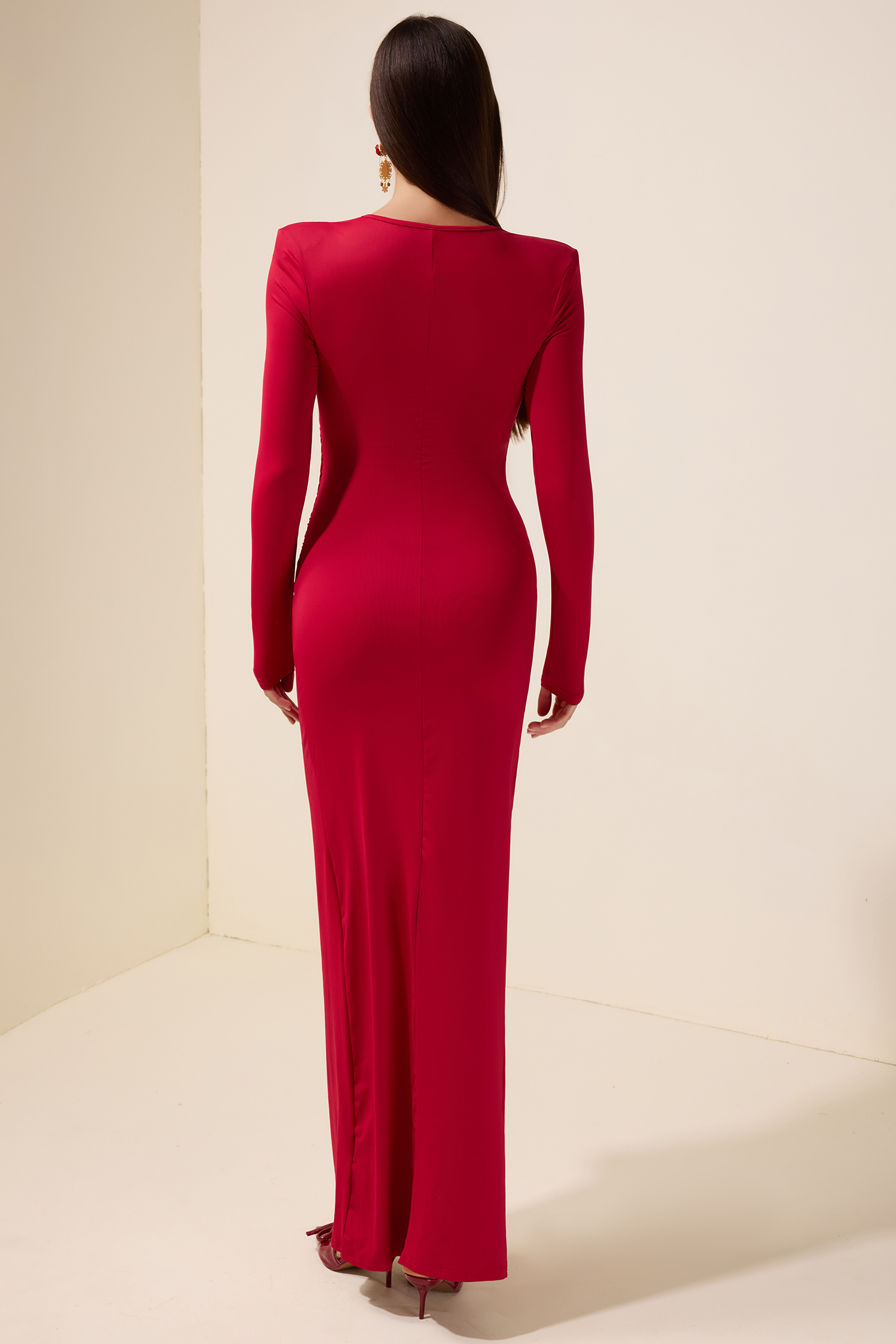 Jersey Metal Decorations Cut-Out Midi Dress