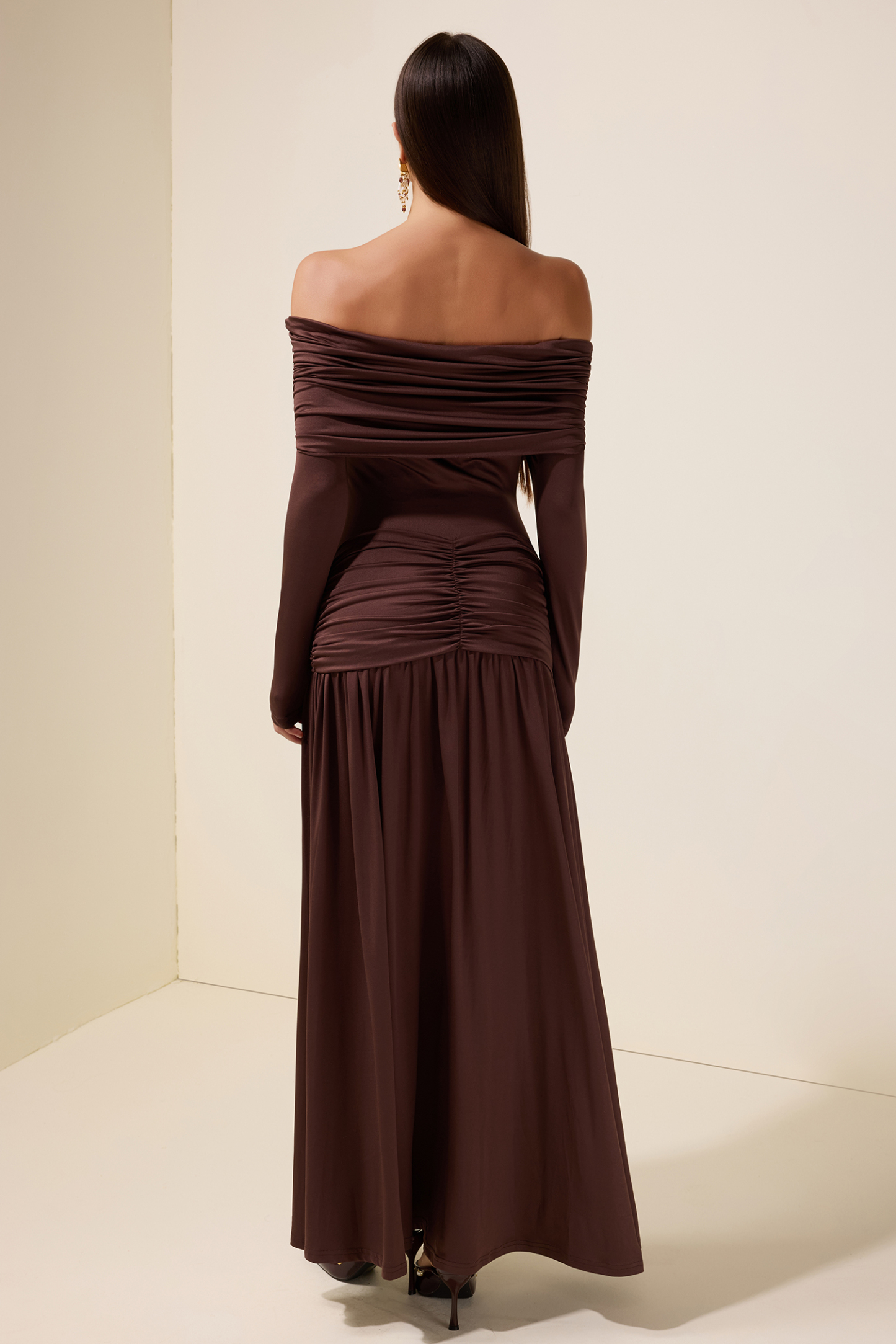 Jersey Knotted Off-Shoulder Maxi Dress