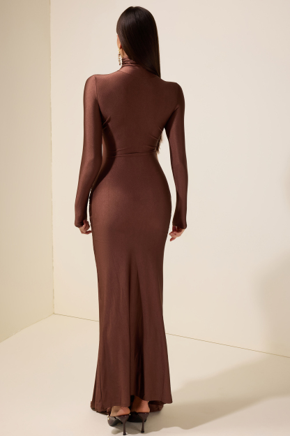 Jersey Gathering Tie-Up Maxi Dress