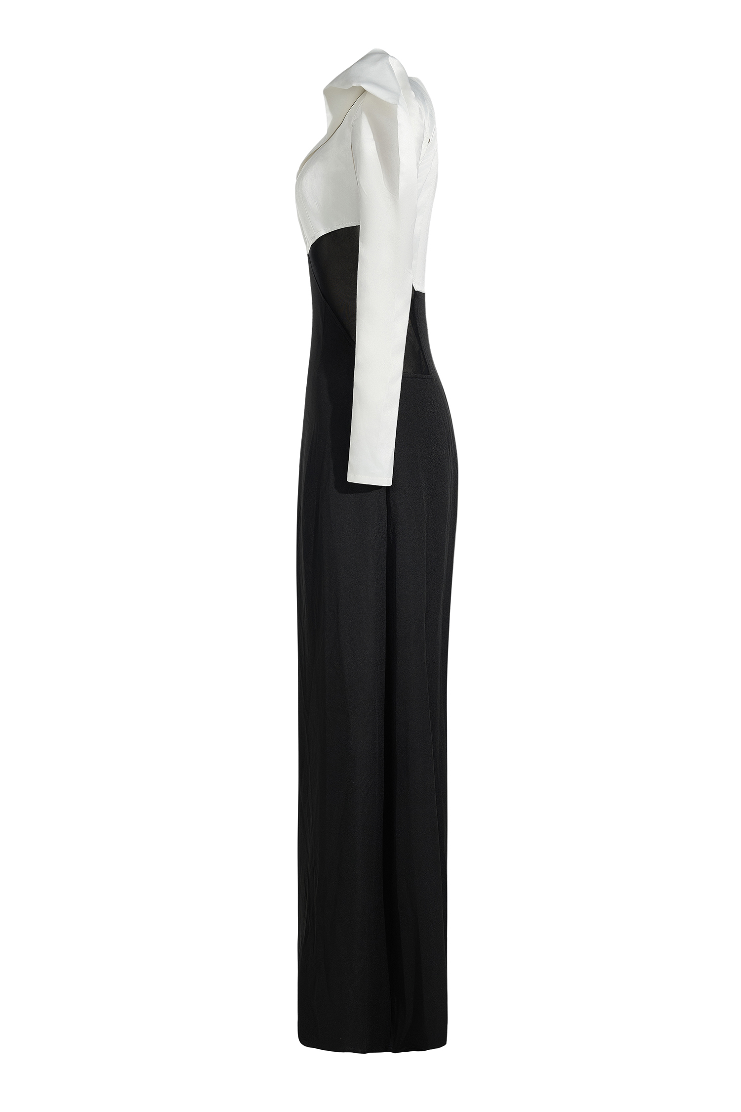 Contrast Color Long Sleeve Maxi Dress