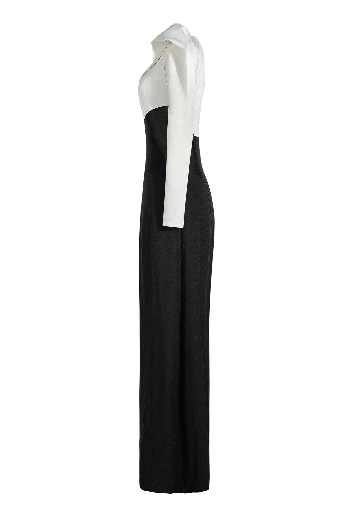 Contrast Color Long Sleeve Maxi Dress