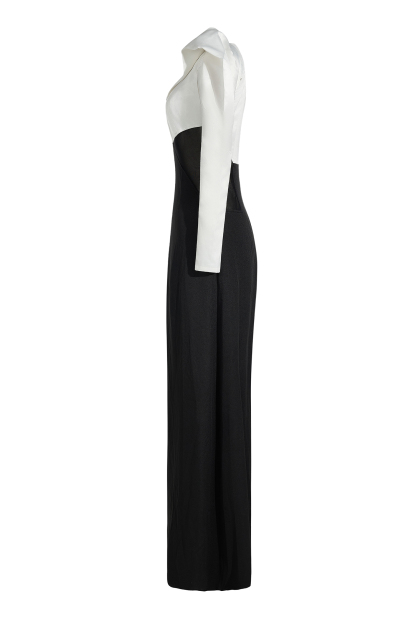 Contrast Color Long Sleeve Maxi Dress
