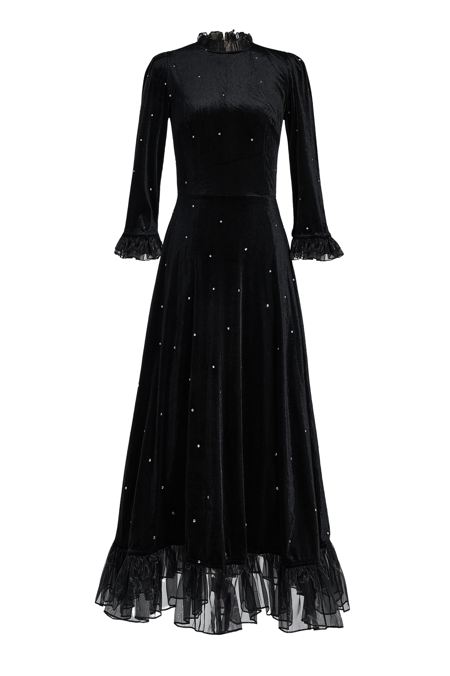 Velvet Mid Sleeve Maxi Dress