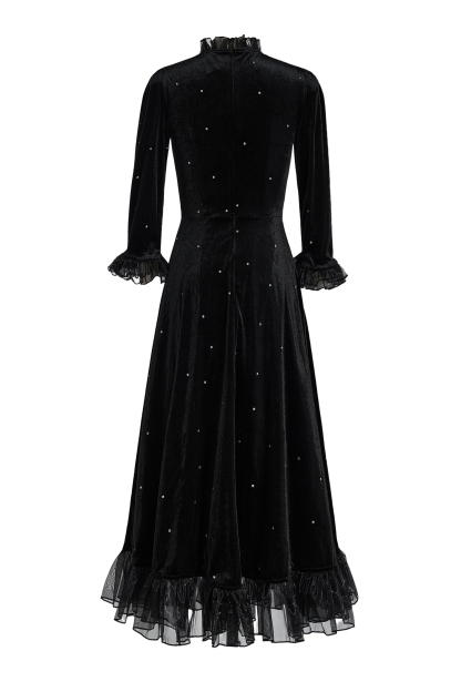 Velvet Mid Sleeve Maxi Dress